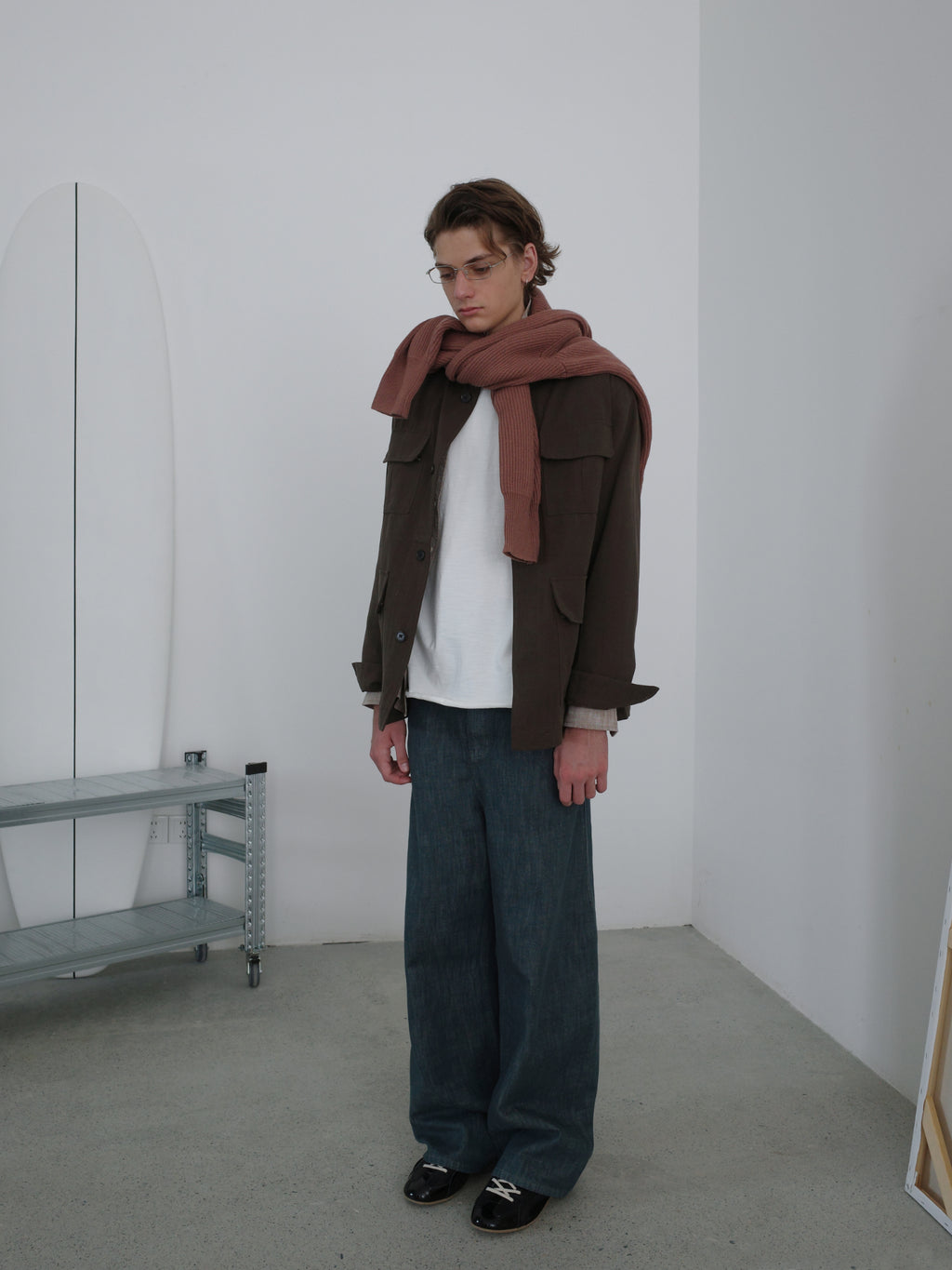 Lyocell Linen Stand Collar Cargo Jacket