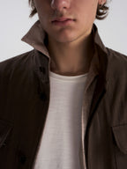 Lyocell Linen Stand Collar Cargo Jacket