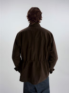 Lyocell Linen Stand Collar Cargo Jacket