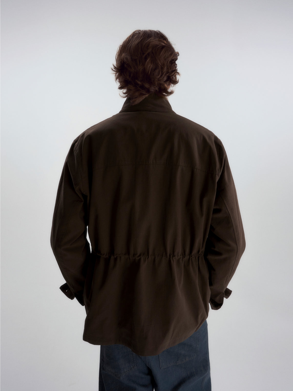 Lyocell Linen Stand Collar Cargo Jacket