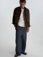 Lyocell Linen Stand Collar Cargo Jacket