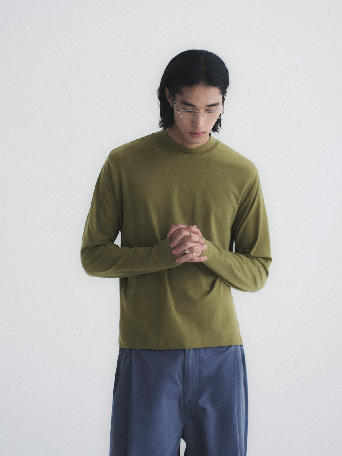 Wool-Blend Mock Neck L/S Tee