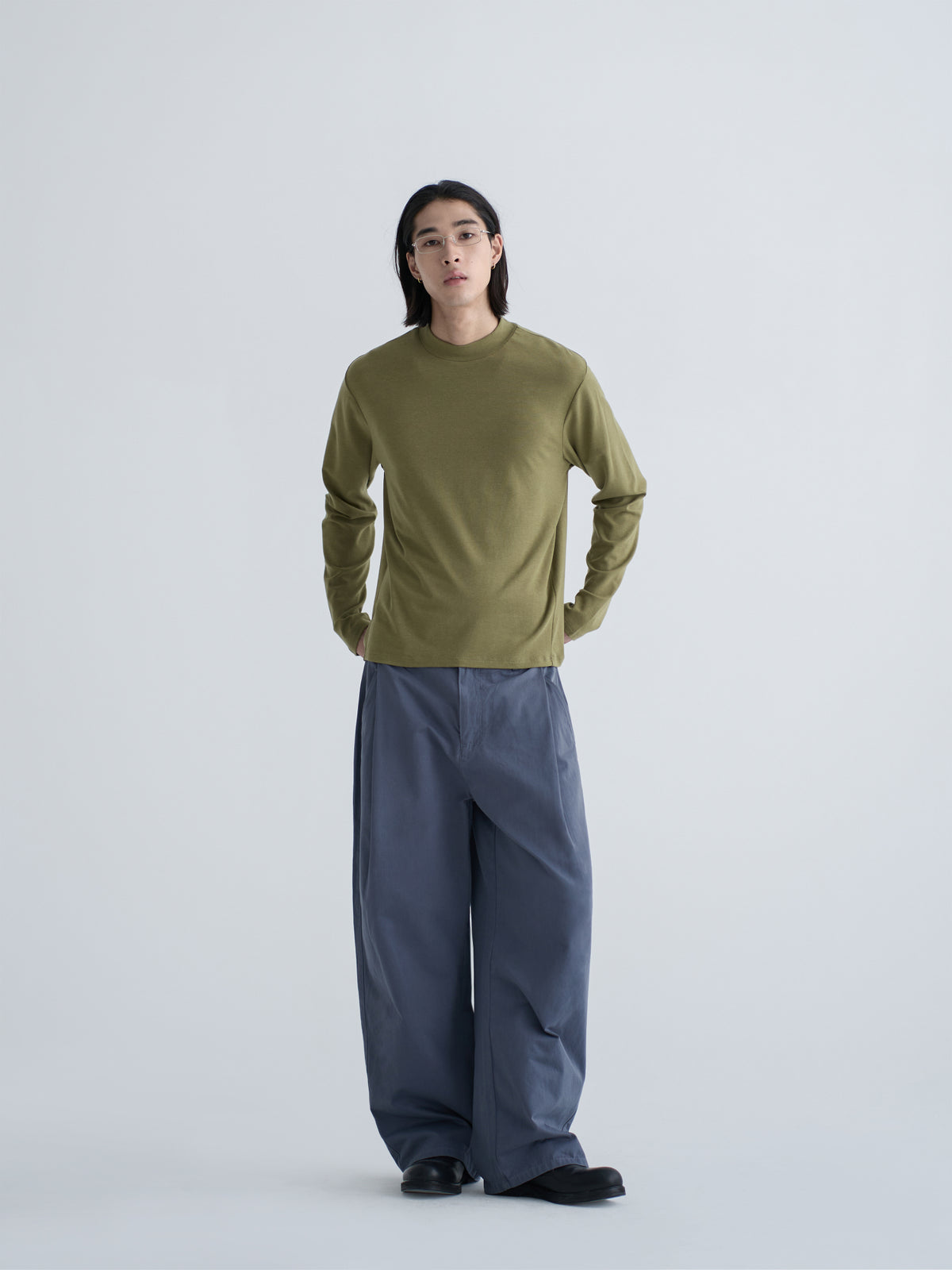 Wool-Blend Mock Neck L/S Tee