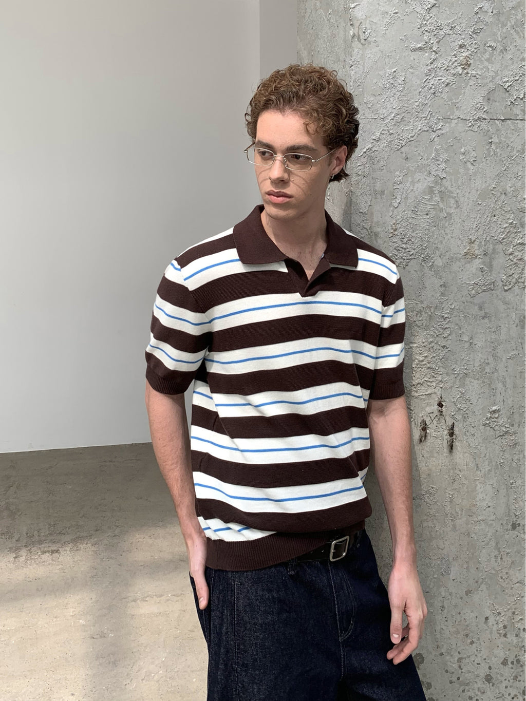 Ink | Stripe Knit Polo