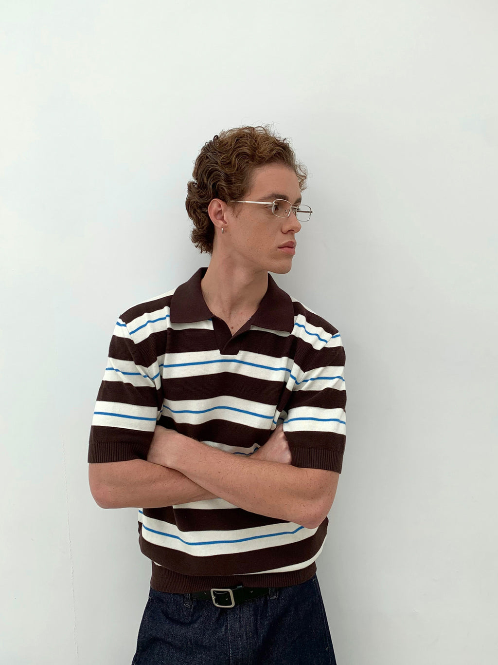 Ink | Stripe Knit Polo