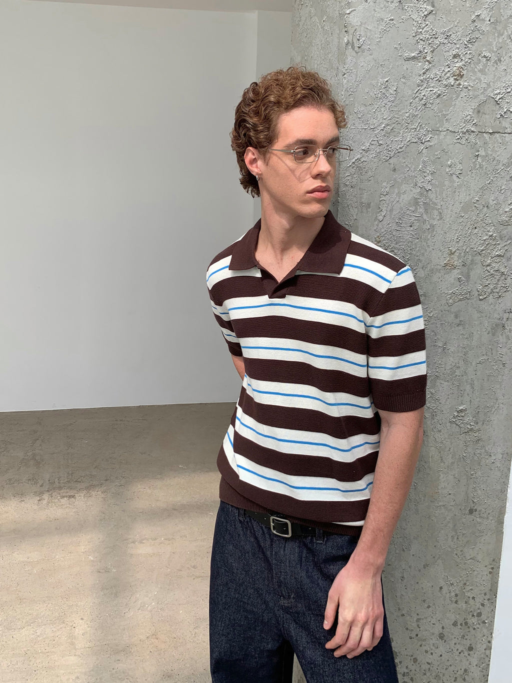 Ink | Stripe Knit Polo