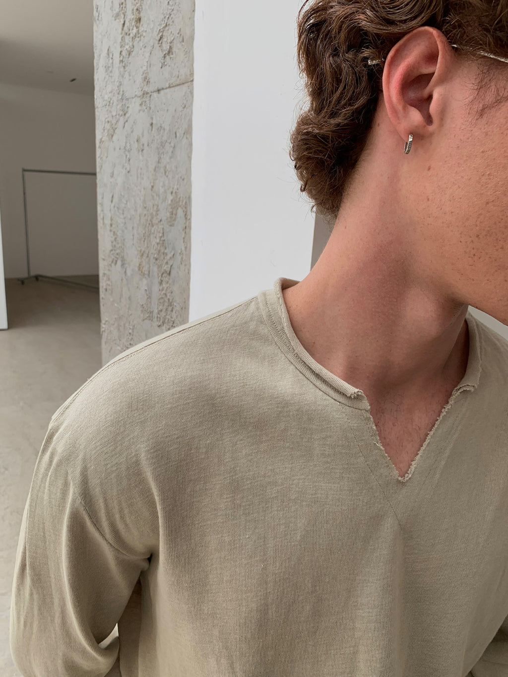 Thread | Raw Edge Relaxed V-Neck Knit