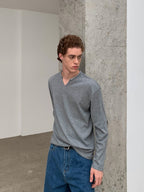 Thread | Raw Edge Relaxed V-Neck Knit