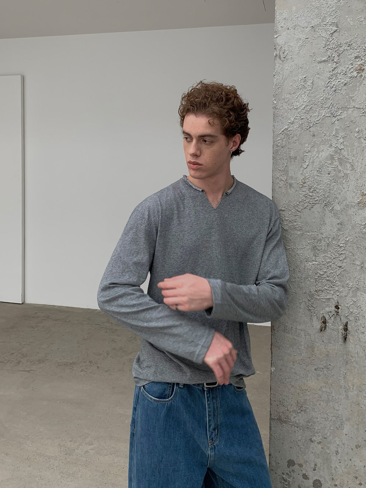 Thread | Raw Edge Relaxed V-Neck Knit