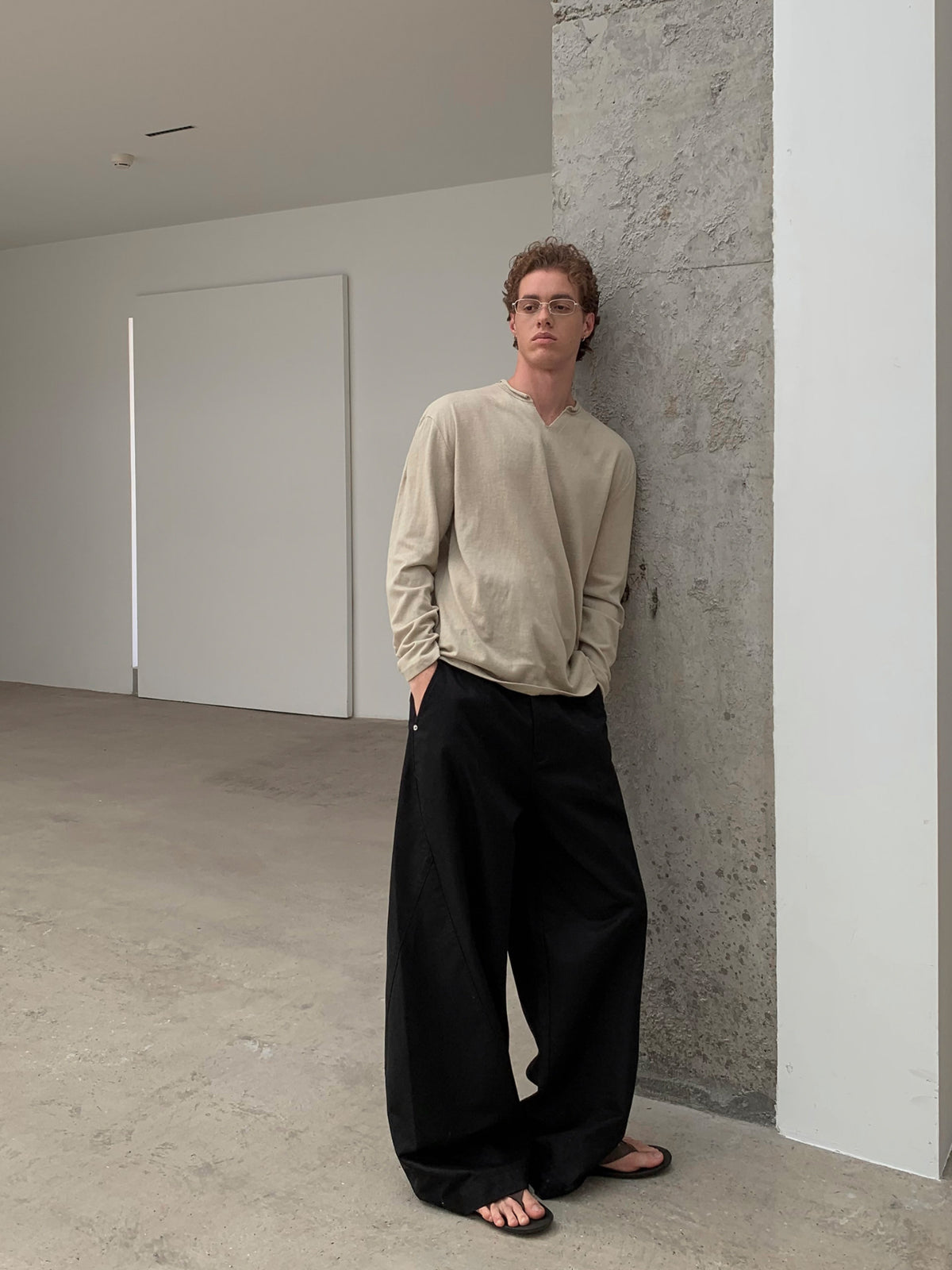 Thread | Raw Edge Relaxed V-Neck Knit